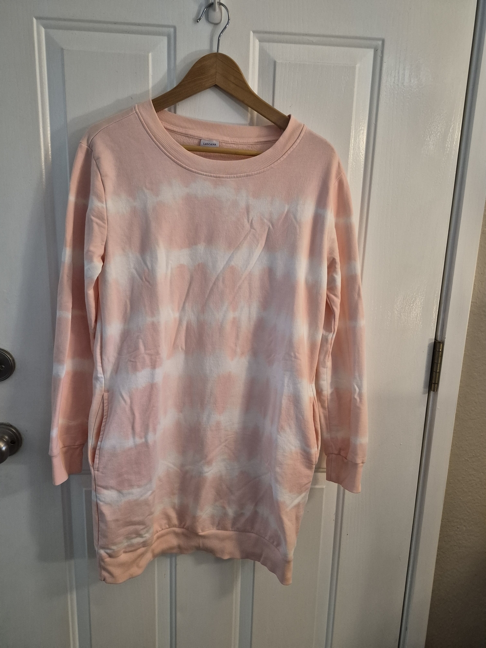 Lascana Tunic Length Crewneck Sweatshirt Tie-Dye Pink